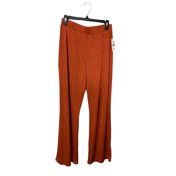 89th + Madison Pants - 89th + Madison Womens Rust Orange Plisse Wide Leg Pants High Rise NWT Size M